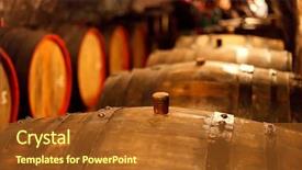  Presentation with wine barrel - Audience pleasing theme consisting of old wine cellar with barrels backdrop and a tawny brown colored foreground