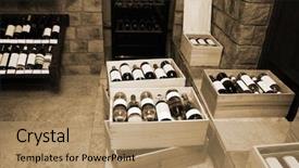  Presentation with wine store - Presentation theme featuring old wine in liquor store background and a coral colored foreground