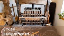  Presentation with press - Slide set with old-wine-press-in-moor background and a tawny brown colored foreground