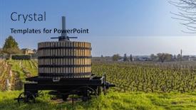  Presentation with press - Slide deck featuring old-wine-press-near-vougeot background and a  colored foreground