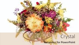  Presentation with chrysanthemum - PPT layouts enhanced with old-withered-bouquet-of-asters background and a yellow colored foreground