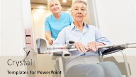  Presentation with stroke - Slide set featuring old-woman-after-stroke background and a soft green colored foreground