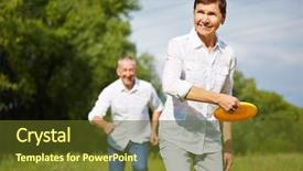  Presentation with old man - Audience pleasing PPT theme consisting of old woman and man playing backdrop and a tawny brown colored foreground