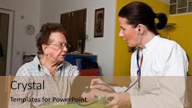  Presentation with family health - Colorful slide deck enhanced with old woman and nurse backdrop and a coral colored foreground