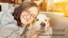  Presentation with senior living - Presentation consisting of old-woman-as-senior-woman background and a coral colored foreground