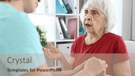  Presentation with doctor office - Presentation featuring old-woman-complains-to-doctor and a coral colored foreground