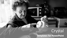  Presentation with black tea - Slide deck enhanced with old-woman-drinking-tea background and a gray colored foreground