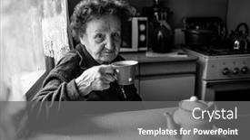  Presentation with black tea - Beautiful PPT layouts featuring old-woman-drinking-tea backdrop and a gray colored foreground