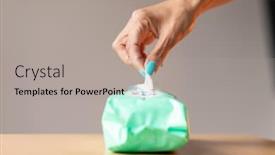  Presentation with wipe - Presentation design with old-woman-hand-with-turquoise background and a coral colored foreground