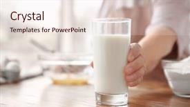  Presentation with milk - Colorful presentation theme enhanced with holding glass with fresh milk backdrop and a sky blue colored foreground