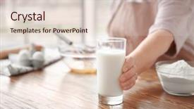  Presentation with fresh strawberry glass of berry - PPT layouts having holding glass with fresh milk background and a lemonade colored foreground