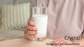  Presentation with milk - Presentation theme enhanced with old woman holding glass with fresh milk at table closeup background and a coral colored foreground