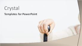  Presentation with supporting - Cool new PPT theme with old-woman-holds-her-hand backdrop and a sky blue colored foreground