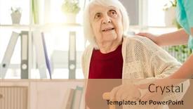  Presentation with caregiver - Audience pleasing slide deck consisting of old-woman-in-hands backdrop and a coral colored foreground