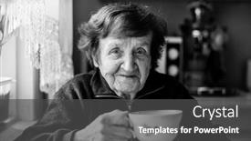  Presentation with old photo - Slide deck consisting of old-woman-in-her-home background and a dark gray colored foreground