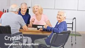  Presentation with old people - Audience pleasing presentation consisting of old woman in nursing home backdrop and a gray colored foreground