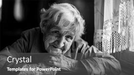  Presentation with old house - PPT theme with old-woman-in-the-house background and a dark gray colored foreground