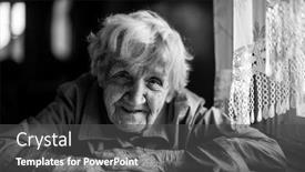  Presentation with old house - Presentation theme featuring old-woman-in-the-house background and a dark gray colored foreground