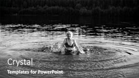  Presentation with black woman - Colorful presentation design enhanced with old-woman-in-the-river backdrop and a gray colored foreground