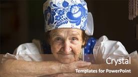  Presentation with old house - Beautiful PPT layouts featuring old woman in traditional folk backdrop and a tawny brown colored foreground