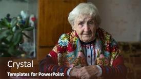  Presentation with old clothes - Slides having old-woman-in-ukrainian-clothes background and a tawny brown colored foreground