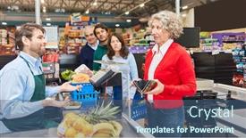  Presentation with pay - Slide deck enhanced with old-woman-is-looking background and a ocean colored foreground