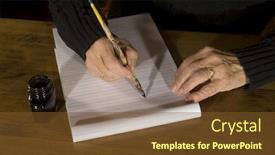  Presentation with ink - Slides featuring old-woman-is-writing background and a tawny brown colored foreground