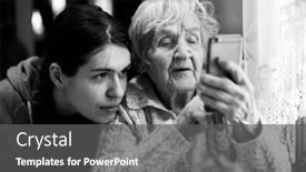  Presentation with old photo - Presentation theme featuring old-woman-looks background and a dark gray colored foreground