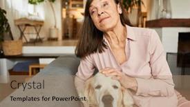  Presentation with old dog - Presentation theme consisting of old-woman-on-the-sofa background and a coral colored foreground