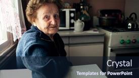  Presentation with pensioner - Slides having old-woman-pensioner-sitting background and a wine colored foreground