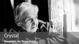  Presentation with old photo - Colorful slide set enhanced with old-woman-portrait-sitting backdrop and a dark gray colored foreground