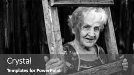  Presentation with black woman - Cool new theme with old-woman-portrait backdrop and a dark gray colored foreground