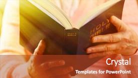  Presentation with old bible - Beautiful PPT theme featuring old woman reading bible closeup backdrop and a tawny brown colored foreground