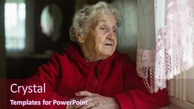  Presentation with old house - Slide set consisting of old-woman-sits background and a wine colored foreground