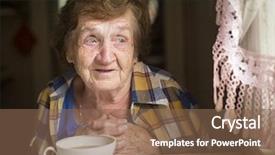  Presentation with old house - Presentation enhanced with old woman sitting alone near background and a tawny brown colored foreground