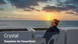  Presentation with chat - PPT layouts with old-woman-sitting background and a ocean colored foreground