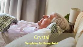  Presentation with bed - PPT layouts having old-woman-sleeps-peacefully background and a coral colored foreground