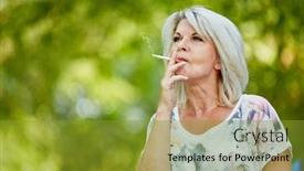  Presentation with smoking - Presentation consisting of old-woman-smoking-a-cigarette background and a gold colored foreground