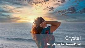  Presentation with south beach - Slide deck with old-woman-standing-arranging background and a gray colored foreground