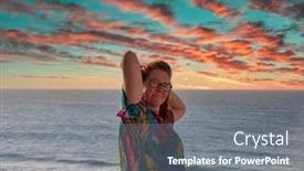  Presentation with south beach - Slide deck having old-woman-standing-arranging background and a gray colored foreground