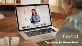  Presentation with physician - Beautiful theme featuring old-woman-using-laptop backdrop and a coral colored foreground