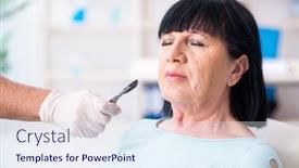  Presentation with plastic surgery - Slide deck with old-woman-visiting-male-doctor background and a sky blue colored foreground