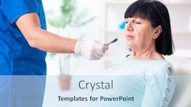  Presentation with plastic surgery - Cool new presentation theme with old-woman-visiting-male-doctor backdrop and a sky blue colored foreground