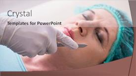  Presentation with plastic surgery - Cool new slide deck with old-woman-visiting-male-doctor backdrop and a light gray colored foreground