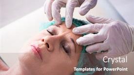  Presentation with surgery - Colorful presentation design enhanced with old-woman-visiting-male-doctor backdrop and a violet colored foreground