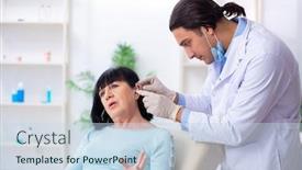  Presentation with old young - Presentation theme enhanced with old-woman-visiting-young-doctor background and a sky blue colored foreground