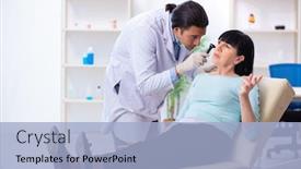  Presentation with old young - PPT theme featuring old-woman-visiting-young-doctor background and a light blue colored foreground