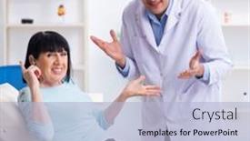  Presentation with old young - Presentation having old-woman-visiting-young-doctor background and a  colored foreground