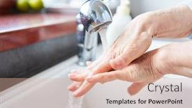  Presentation with epidemic - Slide deck with old-woman-washing-hands background and a coral colored foreground