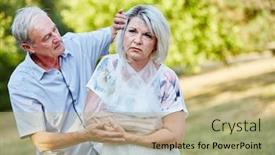  Presentation with old - Colorful presentation theme enhanced with old-woman-with-a-broken backdrop and a mint green colored foreground